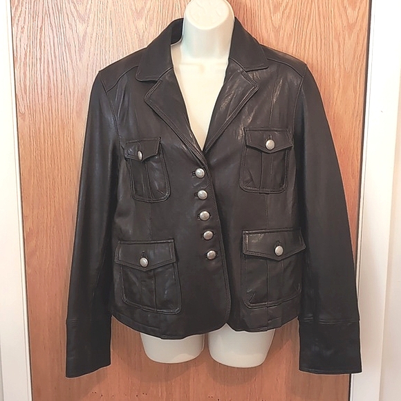 Nine West Jackets & Blazers - Nine West Dark Brown Leather Jacket size Large